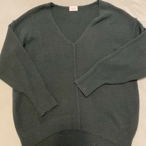 Aritzia Scarab Green V-Neck Sweater